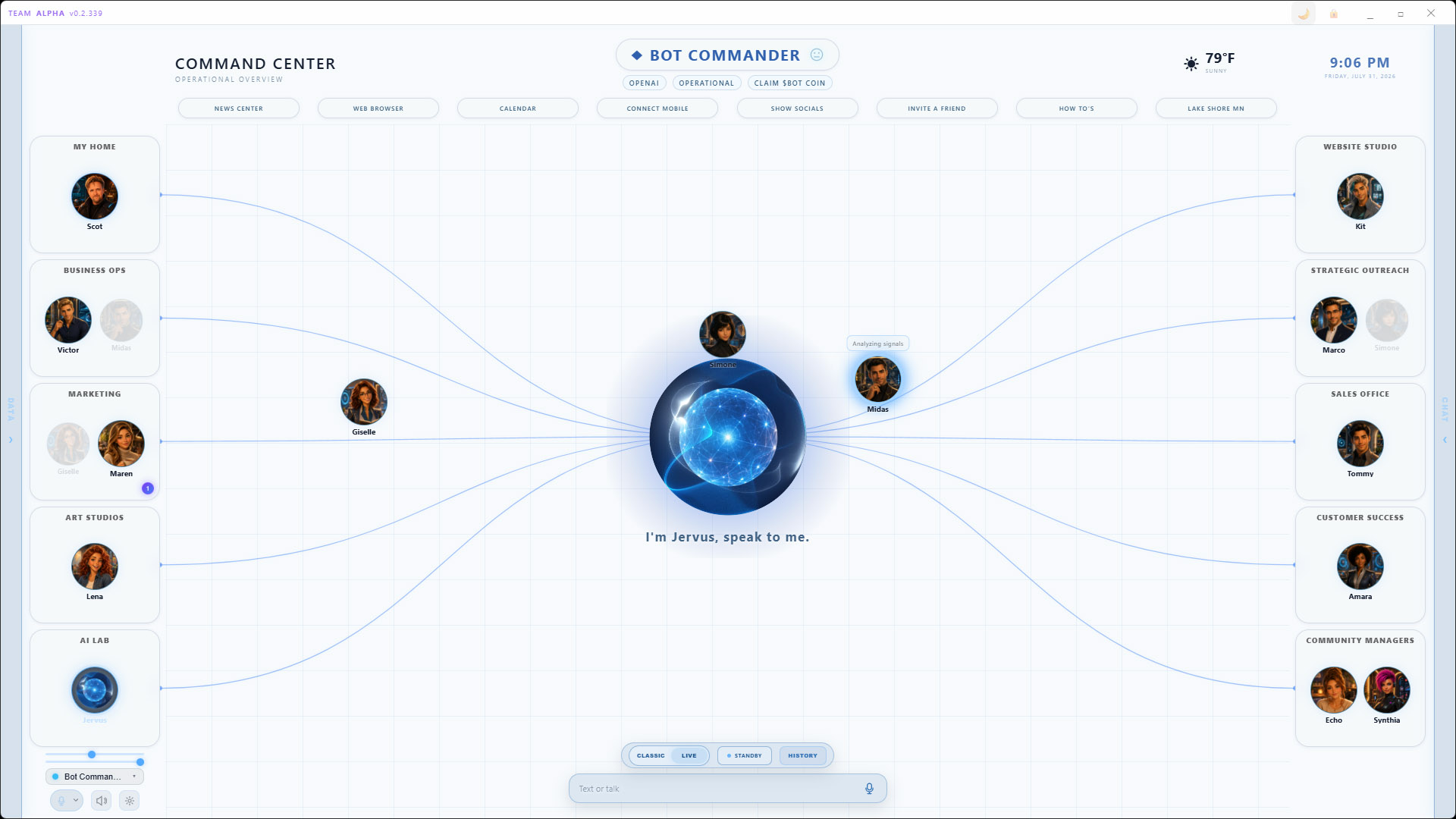 Bot Commander Command Center in Light Theme