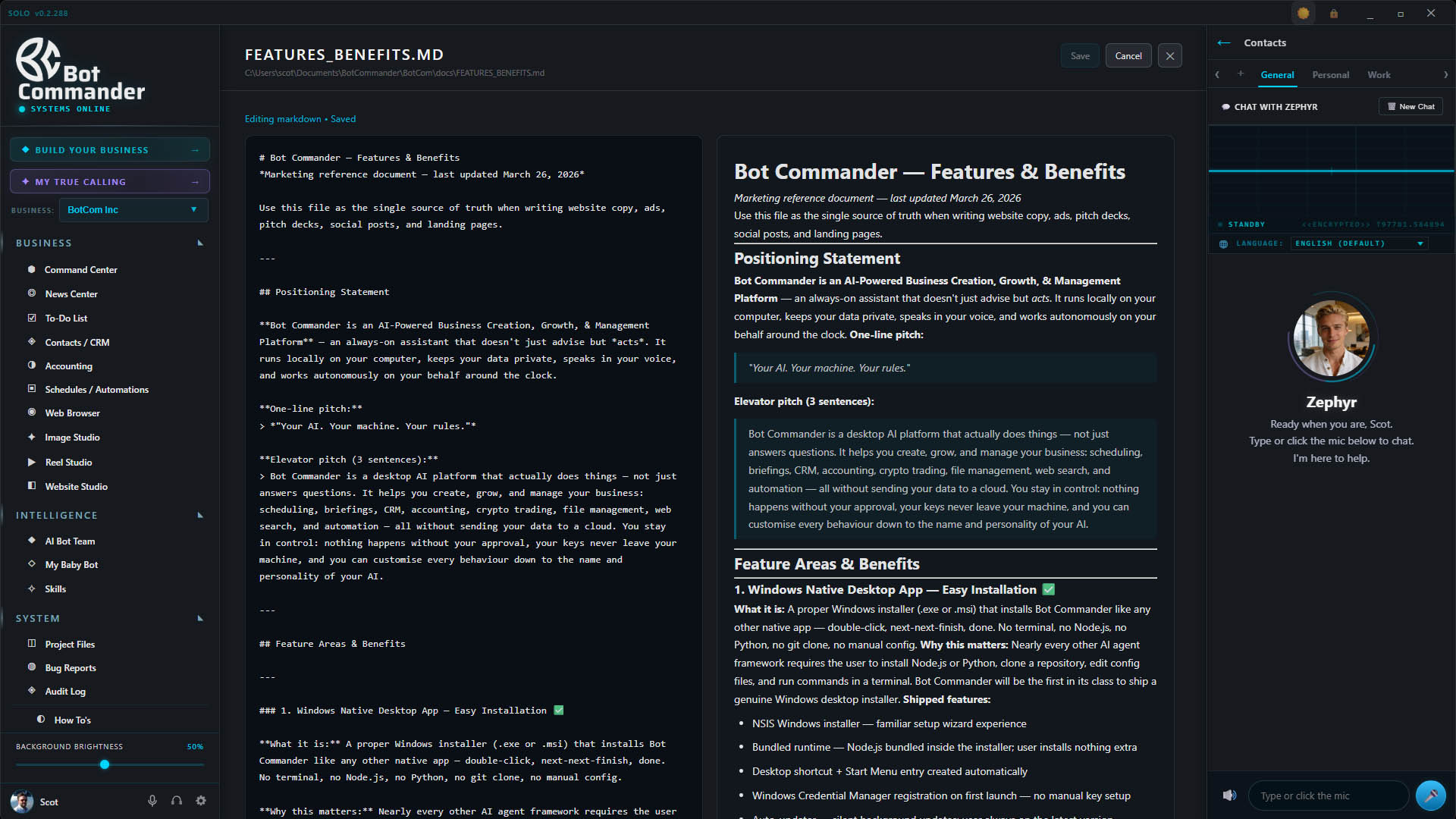 Project Files & Markdown Editor