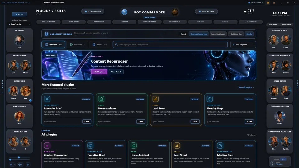 Bot Commander Plugins page